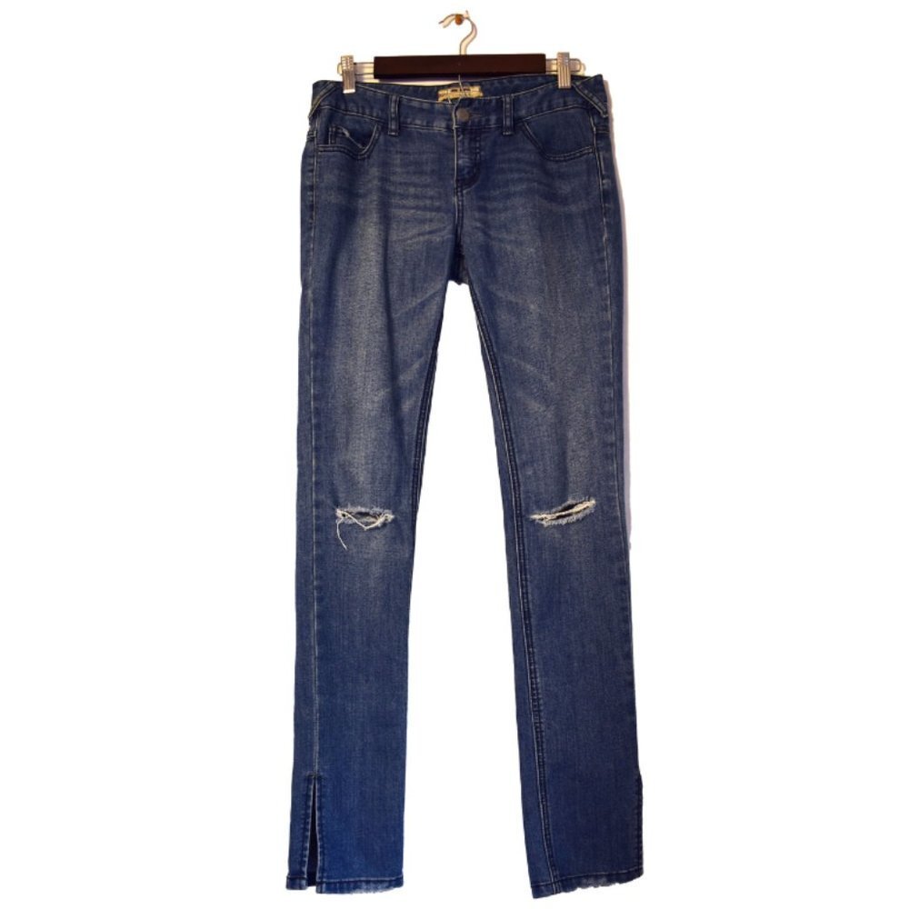 Free People Distressed Jeans with Split Hem Ankles